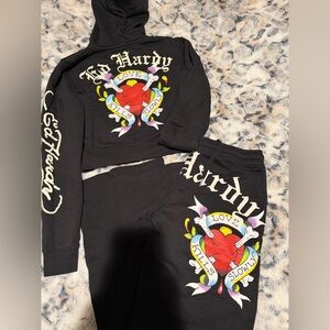 Ed Hardy Black Set with Heart and Banner Design